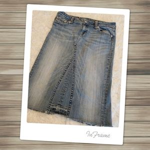Miss Me Midi Distressed Denim Skirt